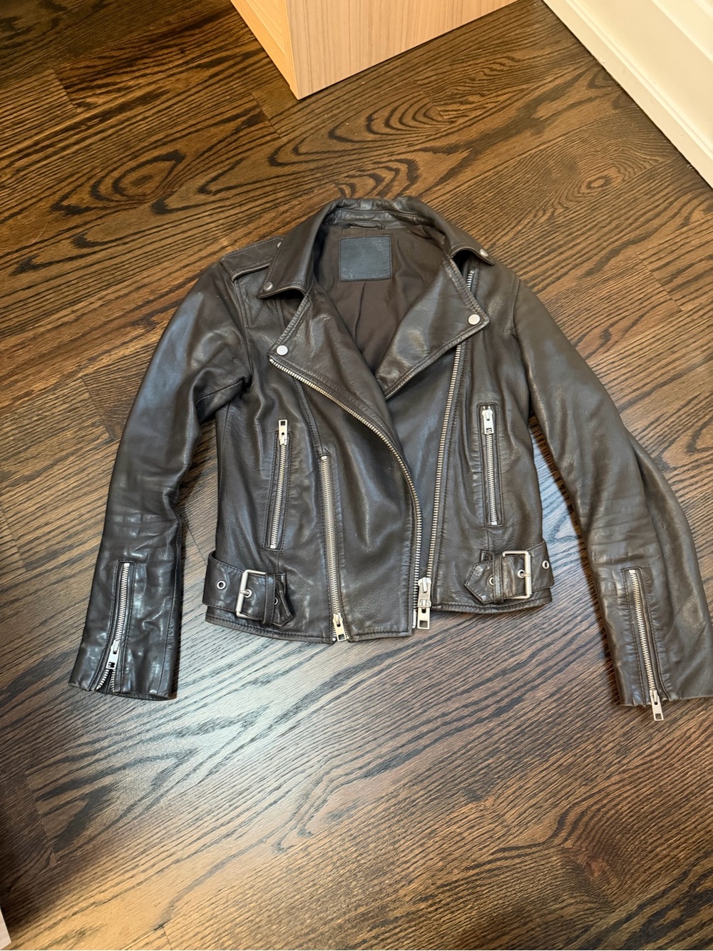 All Saints Brown Leather Moto Jacket - Women